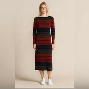 Lacoste merino 100% wool Multicolor Striped Long Sleeve Dress size 36 dress